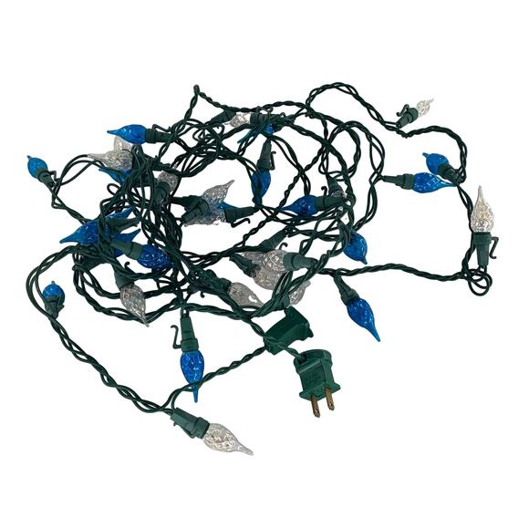 Christmas Lights LED Diamond Cut 1 String Strawberry Blue & White Imperfect - Picture 1 of 13